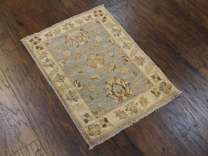 Oushak Chobie Natural-dye Whitewash 2'0"x3'0" Hand-knotted Rug -w345