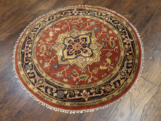 Tribal Heriz 4'0"x4'0" Hand-knotted Rug -w477