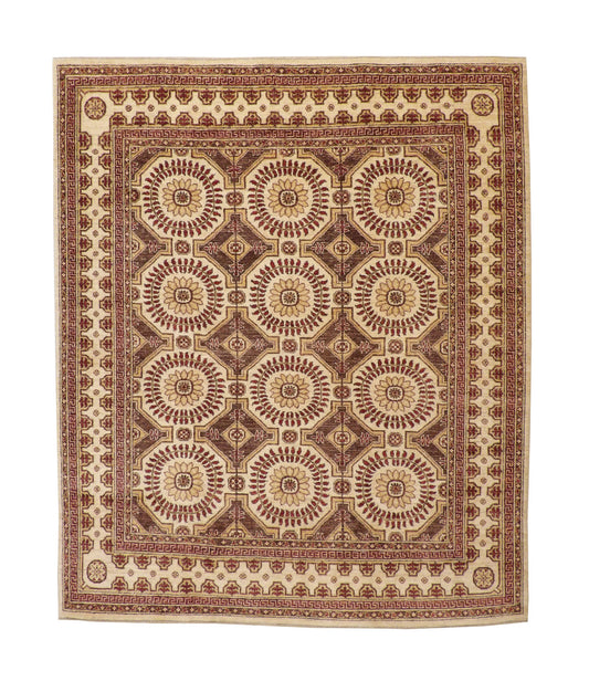 Traditional Khotan Peshawar Wool Hand Knotted Rug 7.0X8.0 - w5041