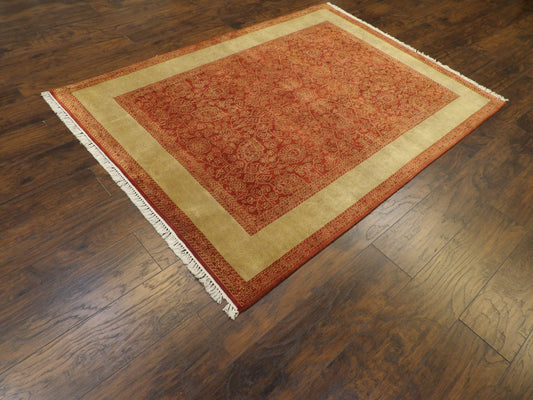 Transitional Carved French Design 5'0"x8'0" Hand-knotted Rug -W791