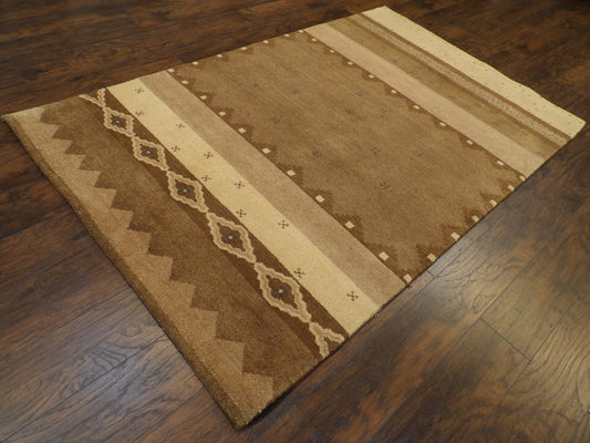 Tribal Modern Gabbeh Natural Dye 5'0"x8'0" Hand-knotted Rug -W837