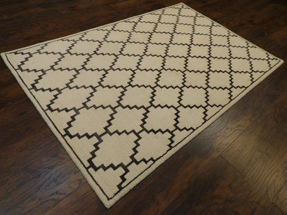 Transitional Moroccan Diamond Design 5'0"x8'0" Hand-knotted Rug -W851