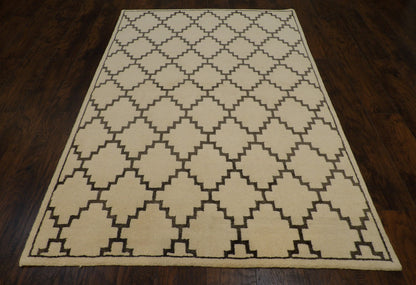 Transitional Moroccan Diamond Design 5'0"x8'0" Hand-knotted Rug -W851